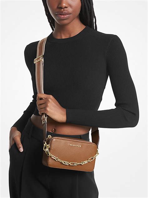 michael kors jet set camera bag mercer pebble|Jet Set Small Pebbled Leather Double Zip Camera Bag.